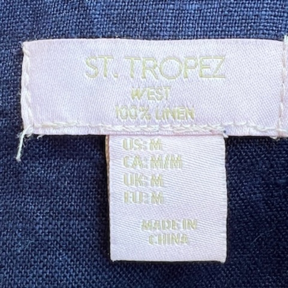 ST TROPEZ WEST NAVY LINEN BLAZER SIZE MEDIUM NWOT - Picture 4 of 13